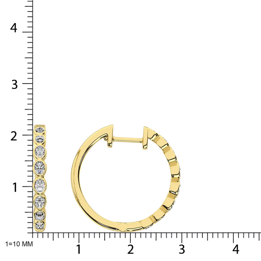 14K Yellow Gold 1/3 Ct.Tw. Diamond Hoop Earrings