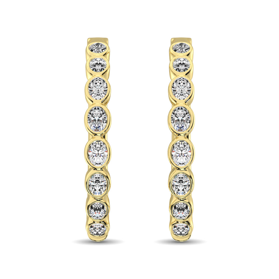 14K Yellow Gold 1/3 Ct.Tw. Diamond Hoop Earrings