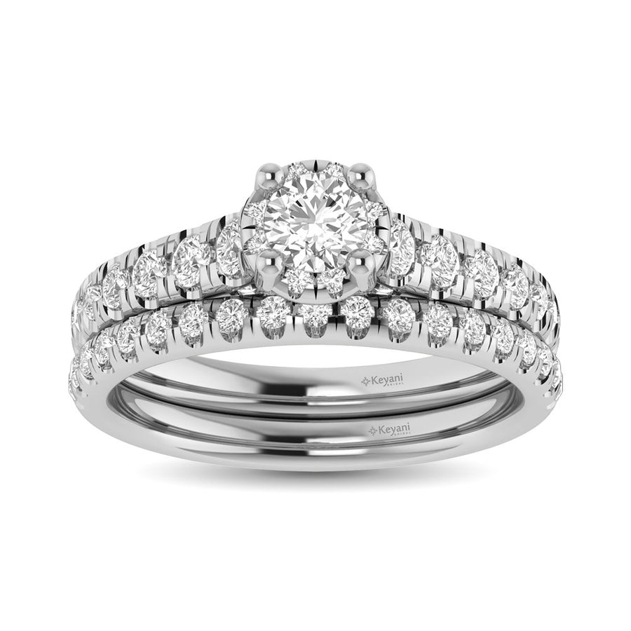 14K White Gold 1 1/4Ct.Tw. Diamond Round Cut keyani Bridal Ring