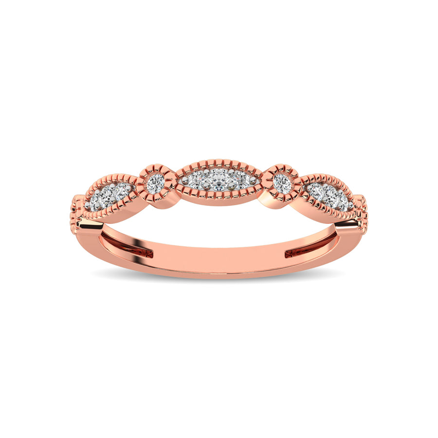 14K Rose Gold 1/5 Ctw Diamond Band