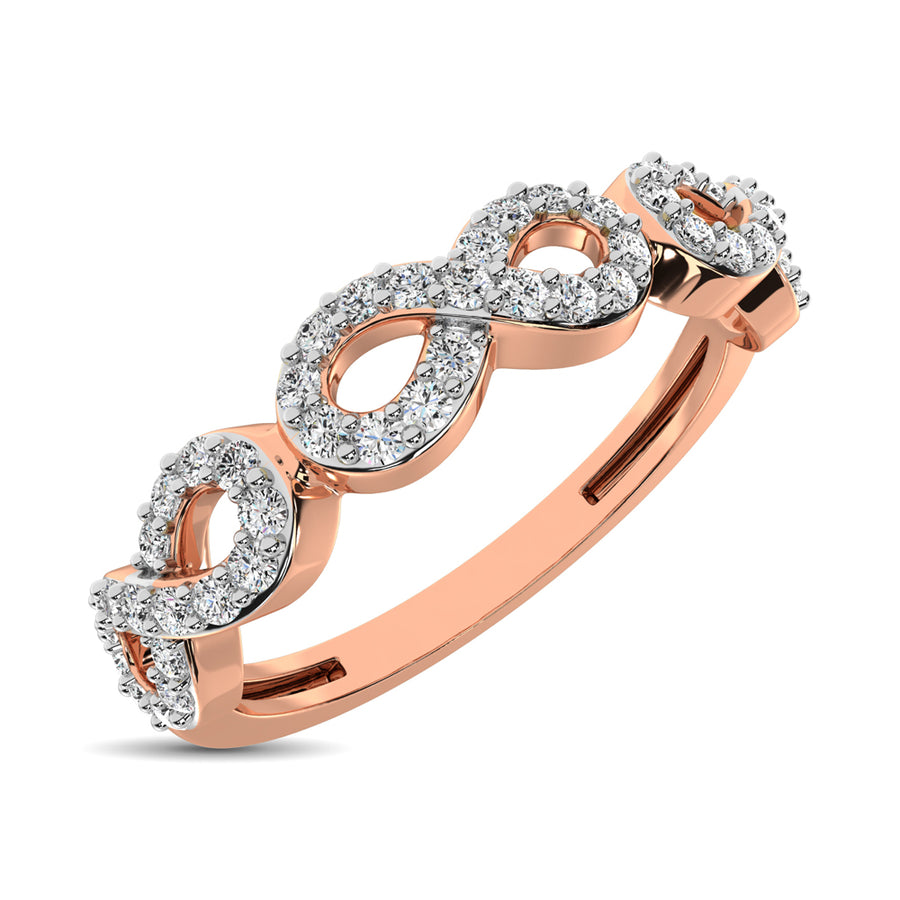 14K Rose Gold 1/4 Ct.Tw. Diamond Open Frame Stackable Band