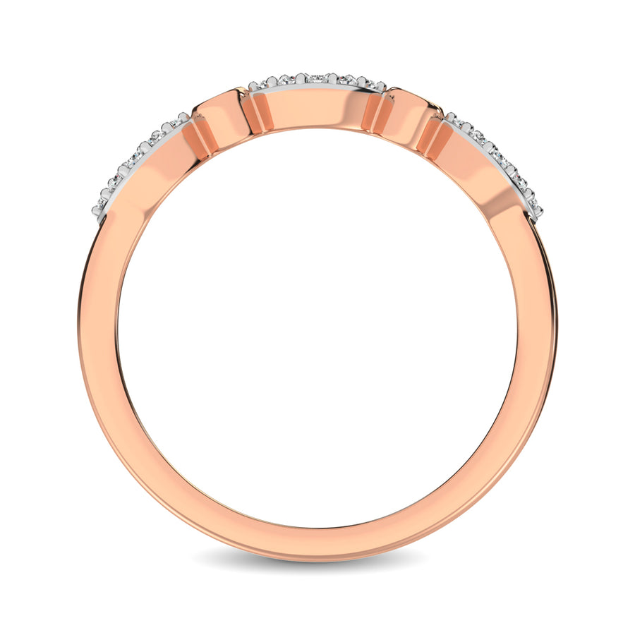 Round and Marquise Shape 1/6 Ctw Diamond Stackable Band in 10K Rose Gold