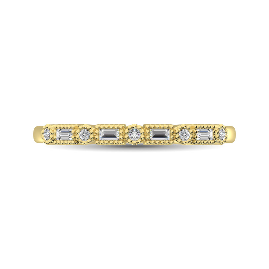 14K Yellow Gold 1/10 Ctw Round and Tapper Diamond Band Ring