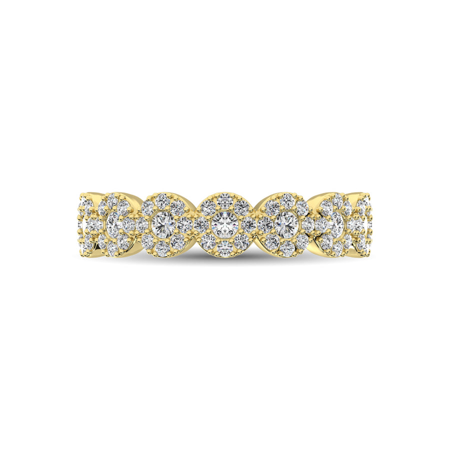 14K Yellow Gold 5/8 Ct.Tw. Diamond Round Frame Stackable Band