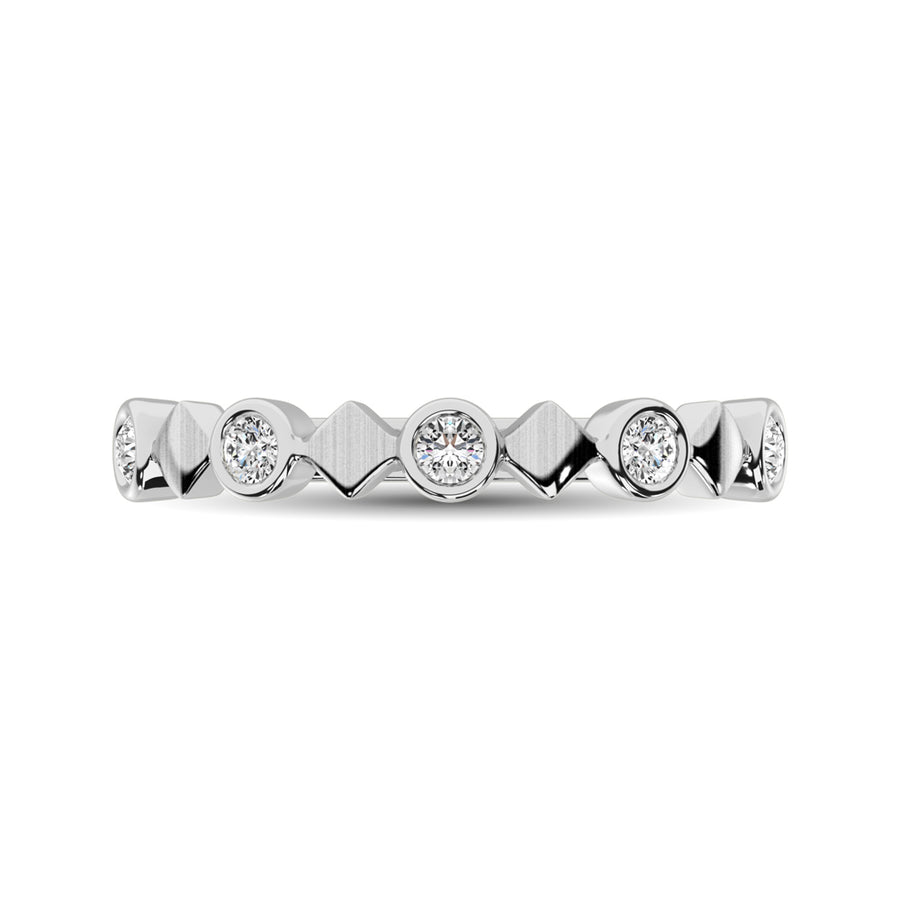 14K White Gold 1/6 Ct.Tw. Diamond Bezel Set Stackable Band