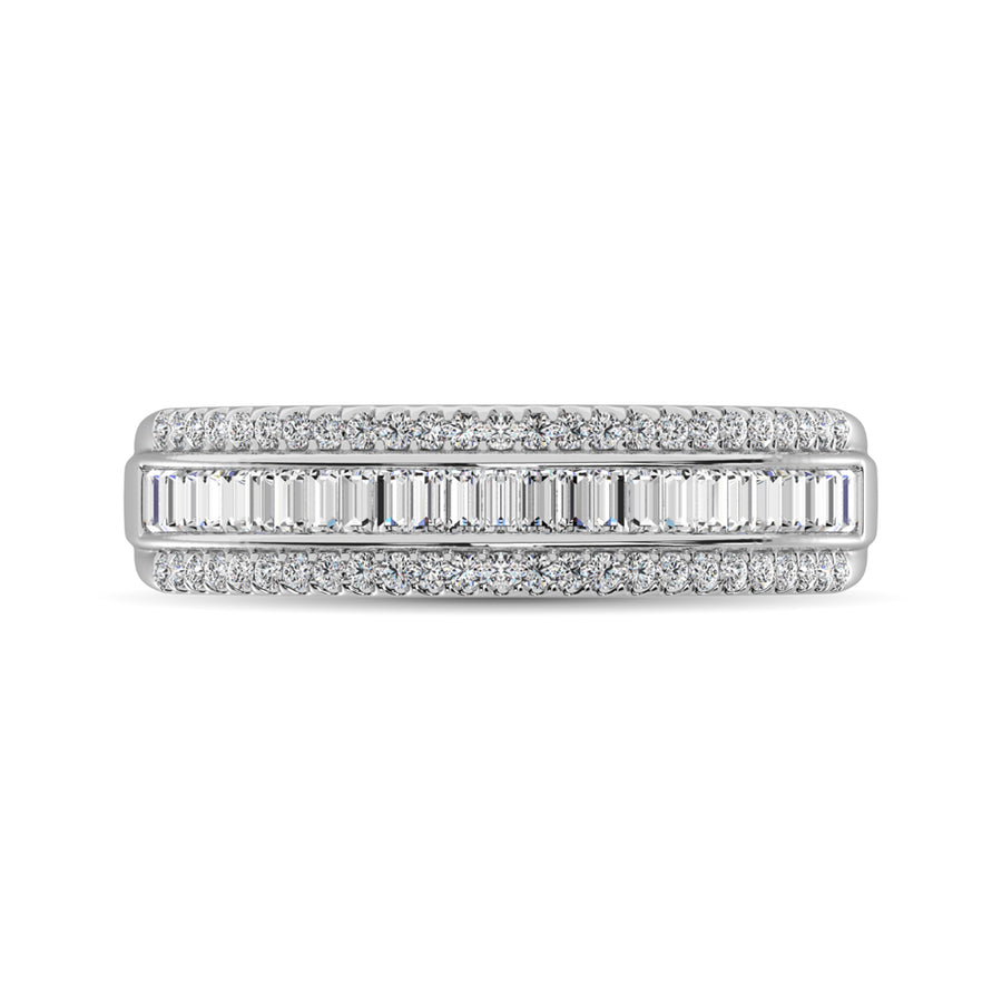 14K White Gold Round and Baguette Diamond 2/5 Ct.Tw. Anniversary Band