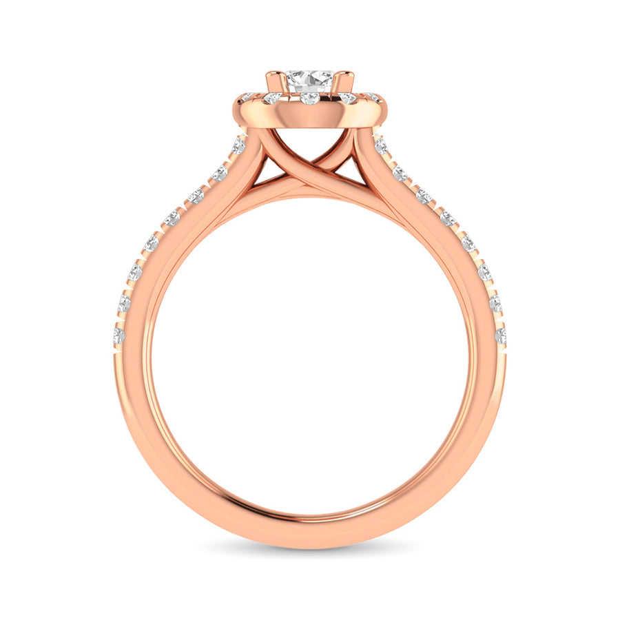 Diamond Classic Shank Single Halo Bridal Ring 1 ct tw Round Cut in 14K Rose Gold