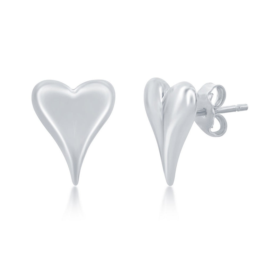 Sterling Silver Heart Stud Earrings