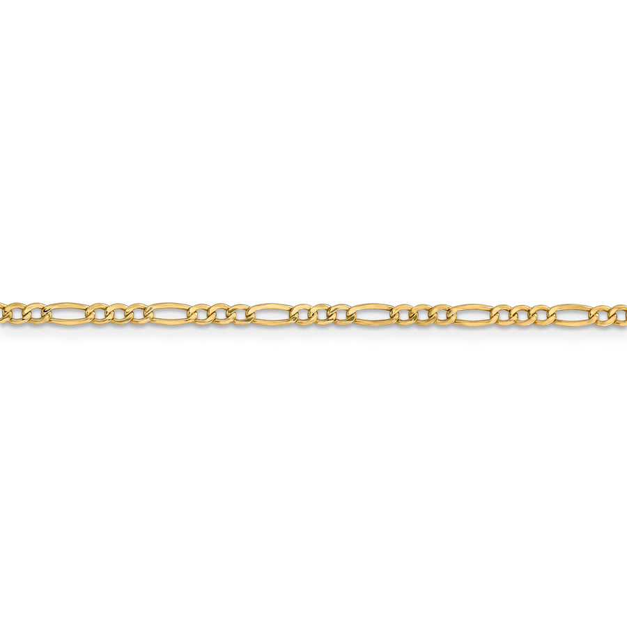 14k 2.5mm Semi-Solid Figaro Chain