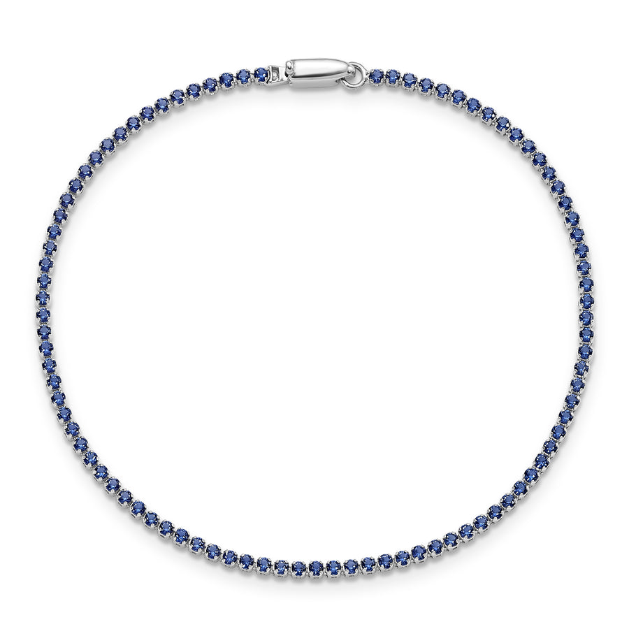 14kw 1.5mm Created Blue Sapphire Tennis Bracelet