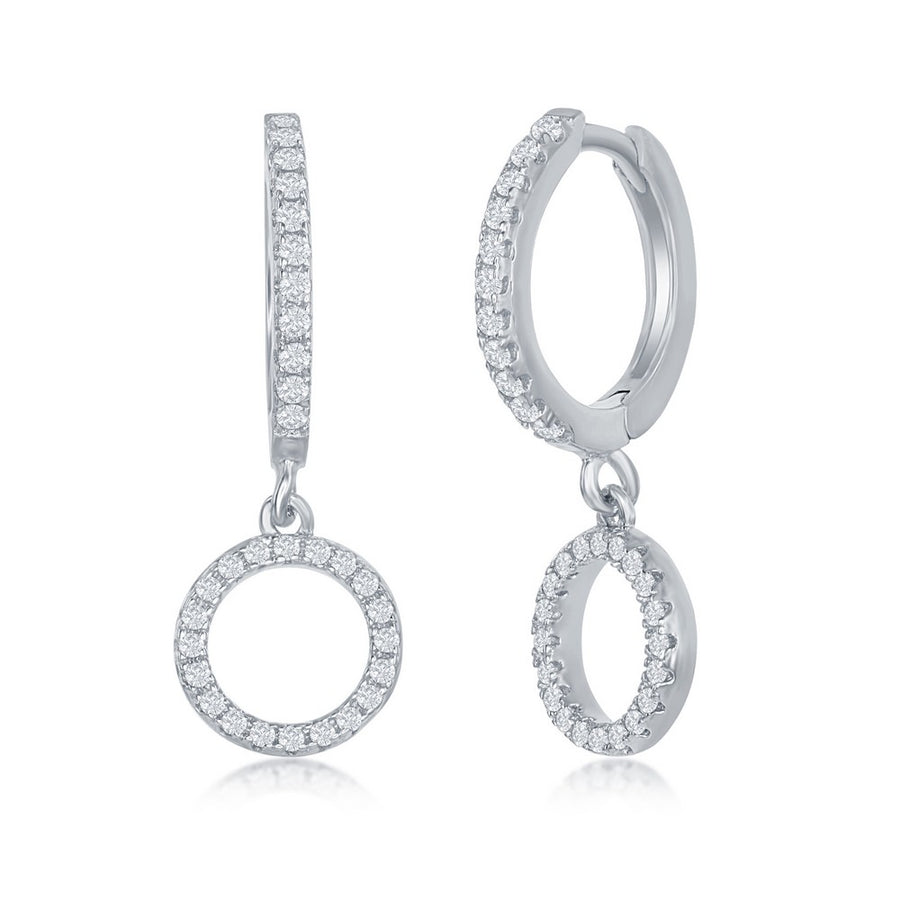 Sterling Silver Small Huggie Hoop CZ Circle Earrings