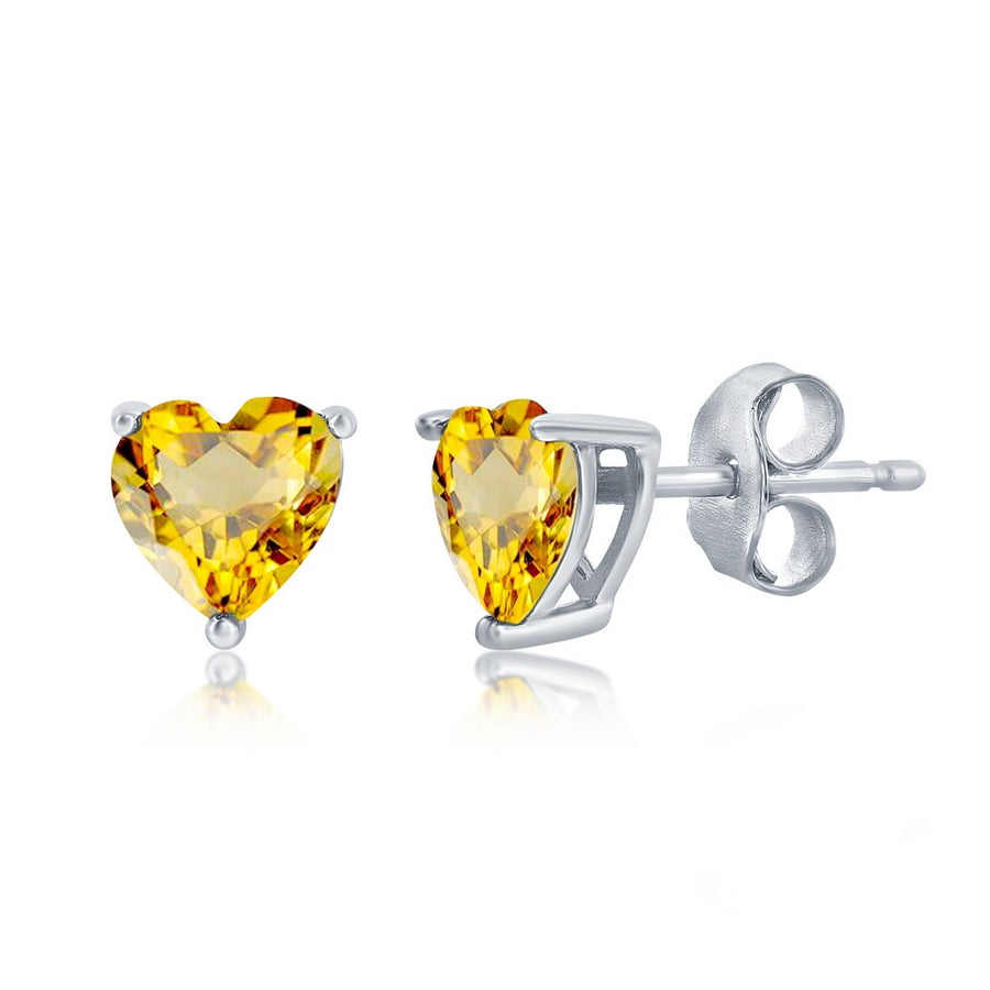 Sterling Silver 6MM Citrine "November" Heart Perciosa Crystal Earrings