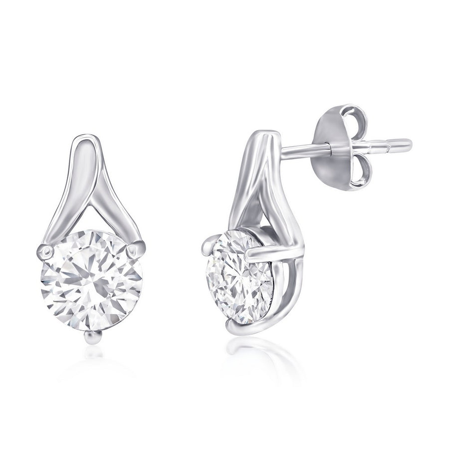 Sterling Silver Round 6MM Gem Earrings - White Topaz