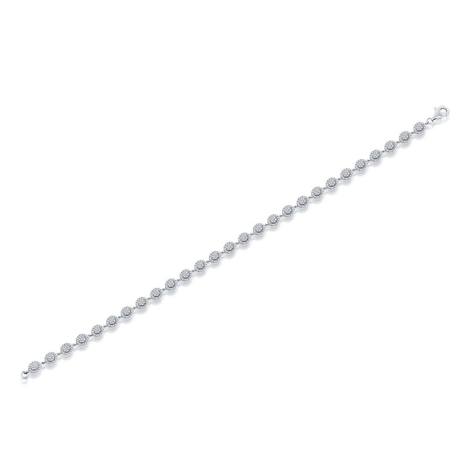 Sterling Silver, Round Link Diamond Bracelet - (567 Stones)