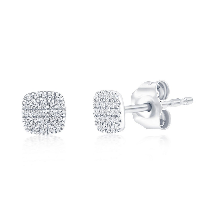 Sterling Silver Square Diamond Studs - (50 Stones)