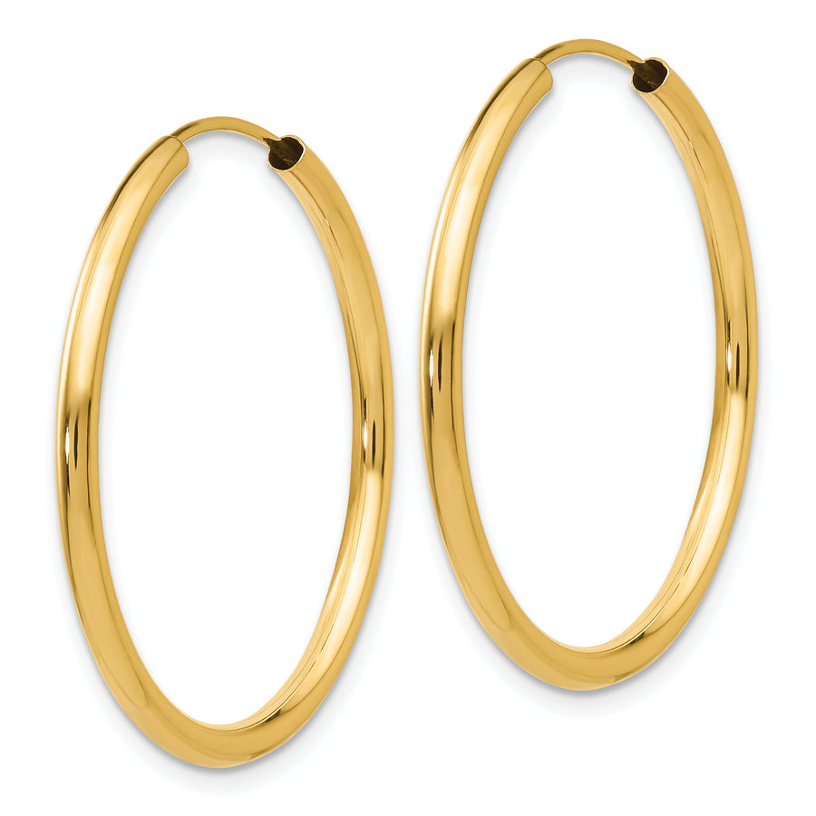 14k Polished Round Endless 2mm Hoop Earrings