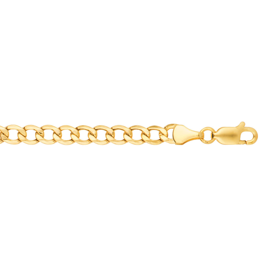 14kt 18 inches Yellow Gold 5.3mm Diamond Cut Curb Lite Chain with Lobster Clasp