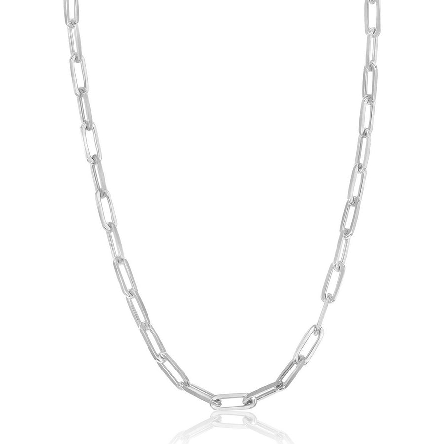 Sterling Silver 3.2mm Paper Clip Chain - Rhodium Plated