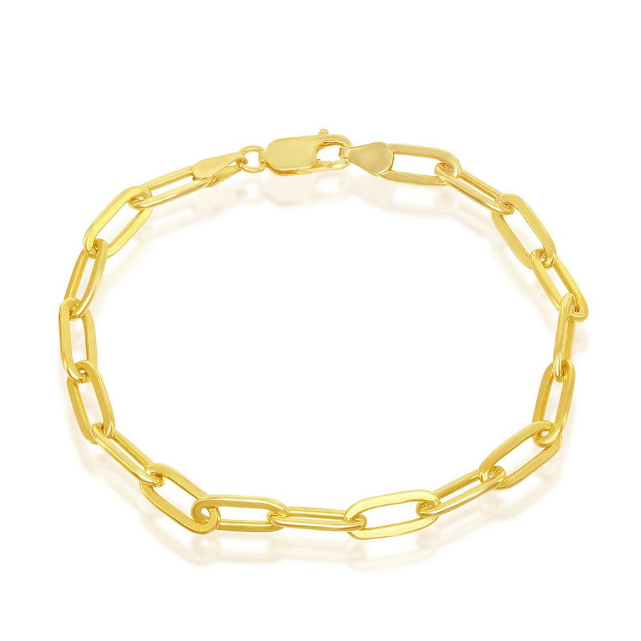 Sterling Silver 4mm Paper Clip Bracelet - Gold Plated