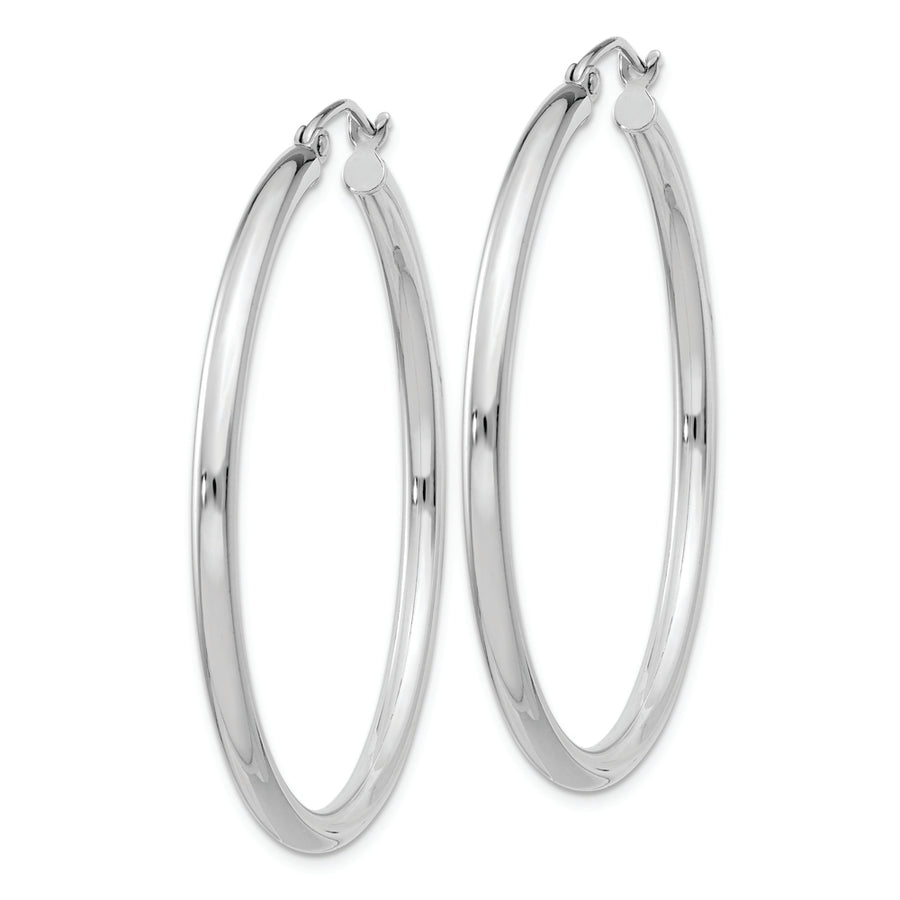 Sterling Silver Rhodium-plated 2.5mm Round Hoop Earrings