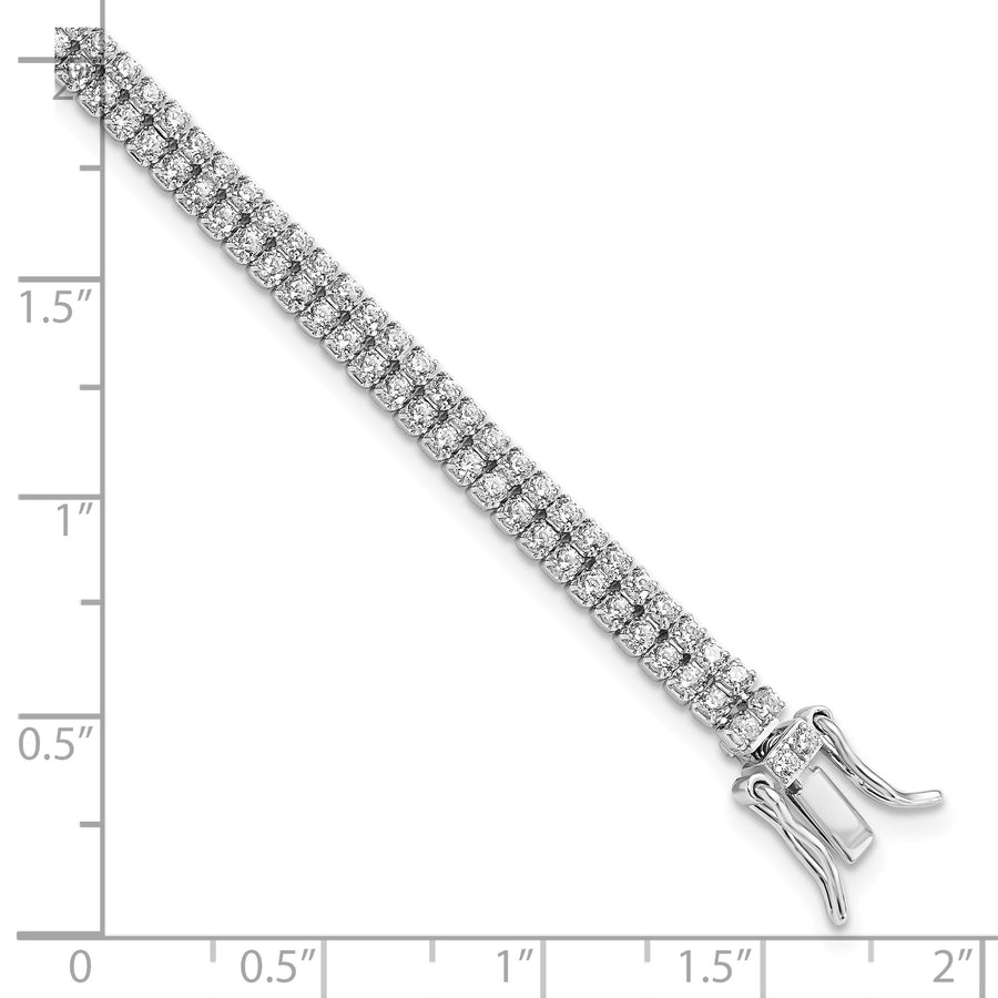 Sterling Silver Rhodium-plated 2-Row CZ Tennis Bracelet