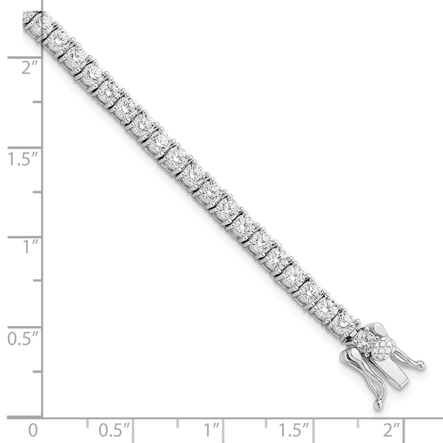 Sterling Silver Rhodium-plated Polished CZ Tennis Bracelet