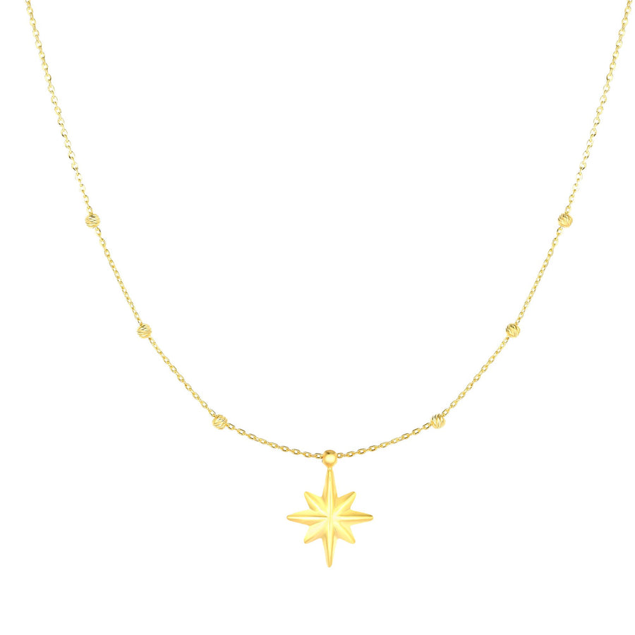 14K Gold Polished North Star Necklace