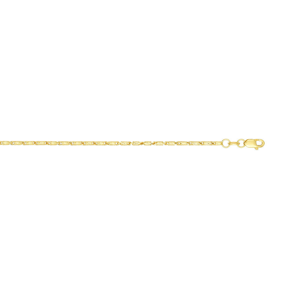 14kt Gold 18 inches Yellow Finish 1.5mm Diamond Cut Fancy Necklace with Lobster Clasp