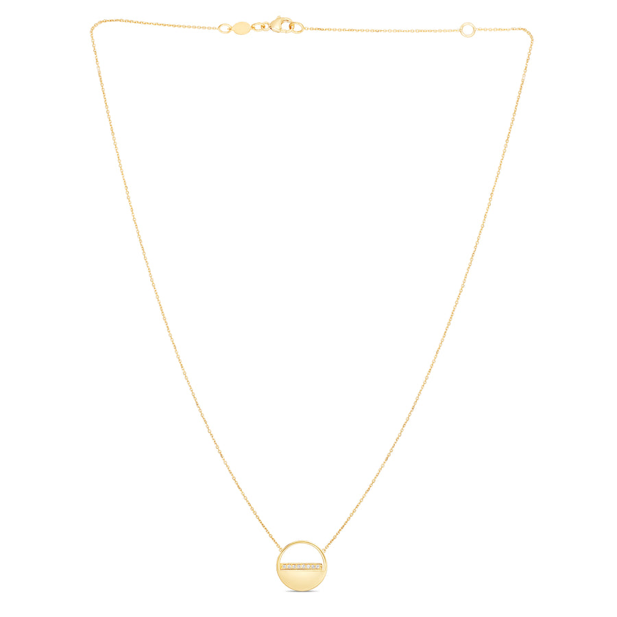 14K Gold Diamond SOHO Half Disc Necklace