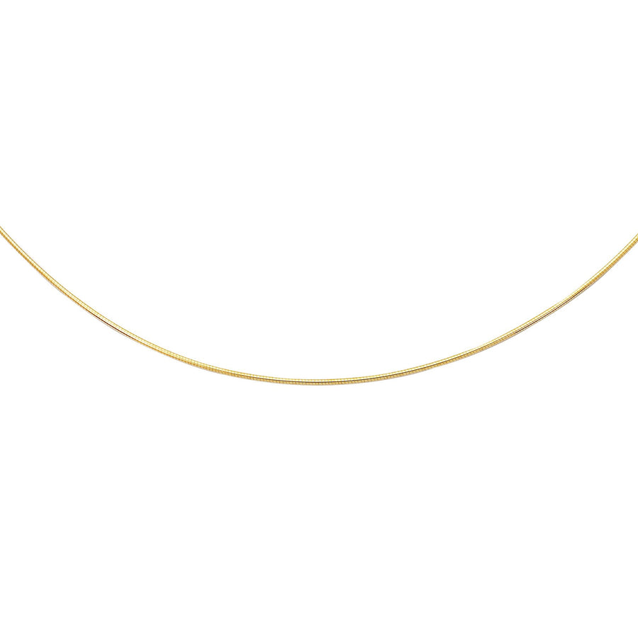 14kt 16 inches Yellow Gold 1.5mm Diamond Cut Round Omega Necklace with Screw Off Clasp