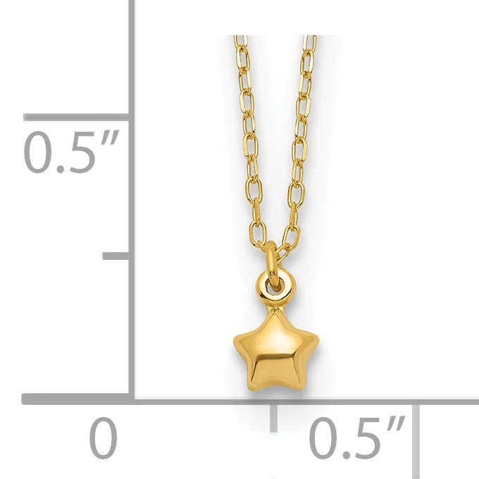 14k Polished Puffed Star 16.5in Necklace