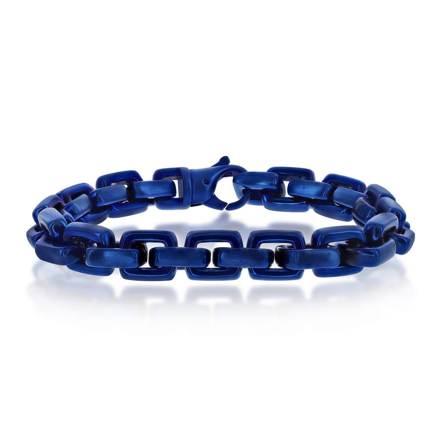 Stainless Steel Anchor Link Bracelet - Blue Plating