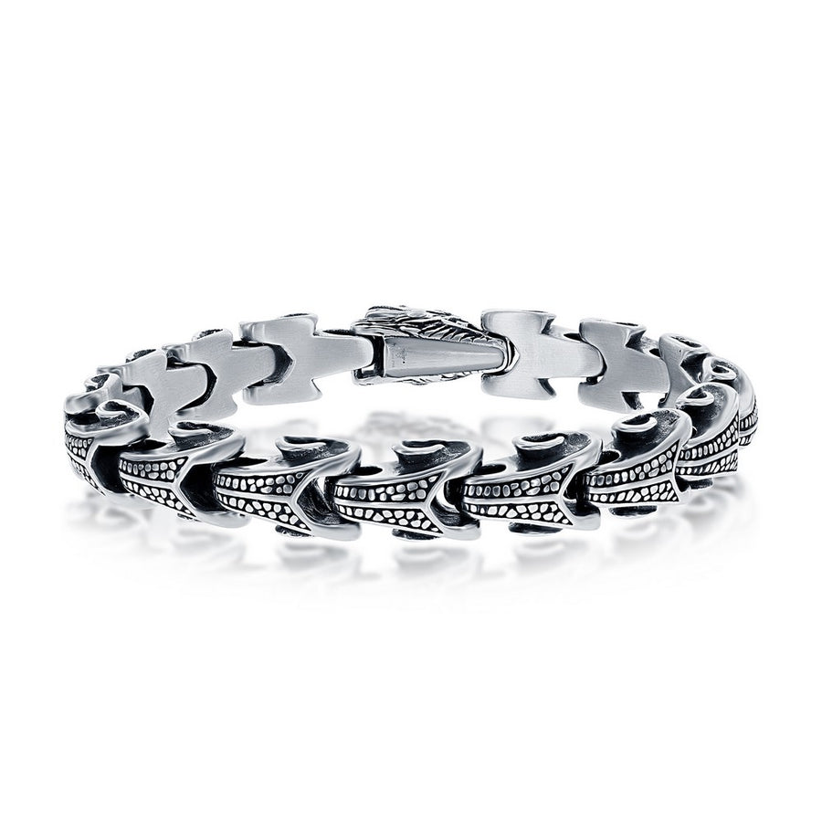 Stainless Steel Oxidized Dragon Bracelet