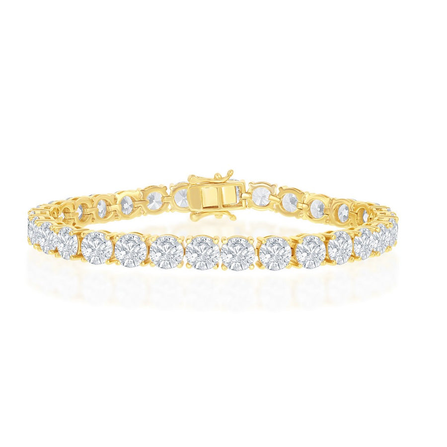 Sterling Silver 6mm Prong-Set Round CZ Tennis Bracelet - Gold Plated