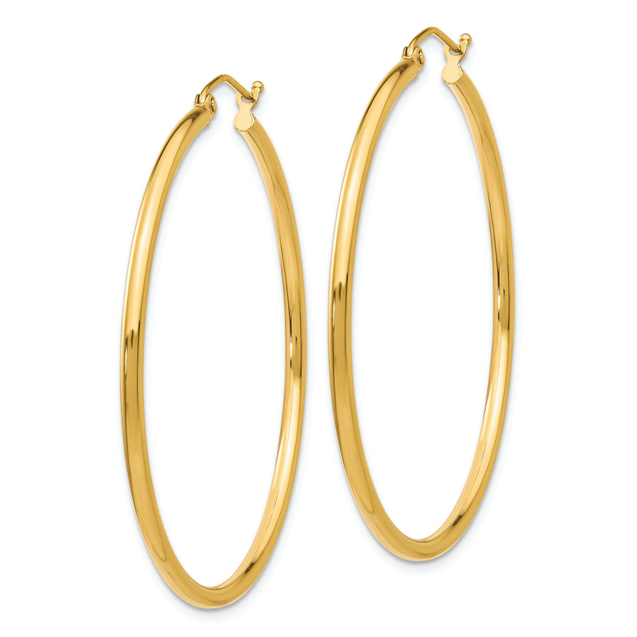 14k Polished 2x45mm Lightweight Tube Hoop Earrings