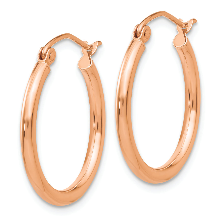 14k Rose Gold Polished 2mm Lightweight Tube Hoop Earrings