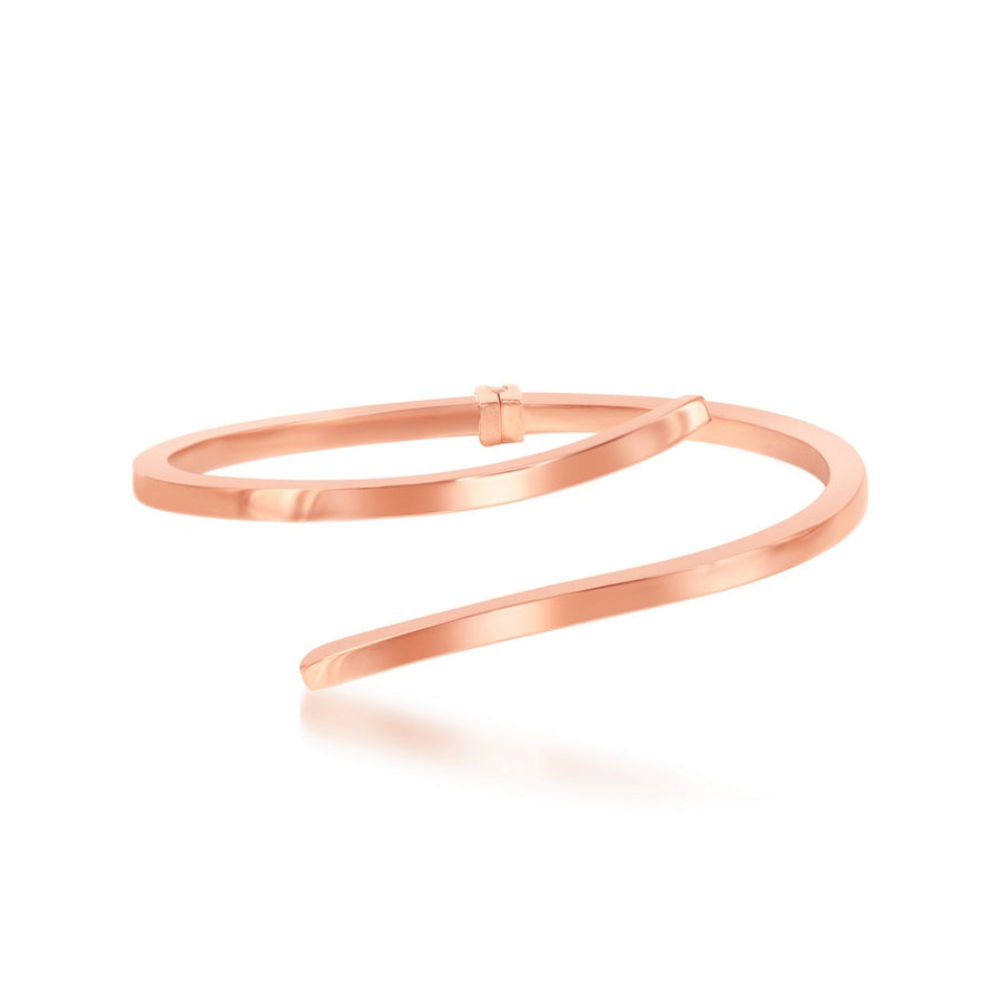 Sterling Silver Double Wave Design Bangle - Rose Gold Plated