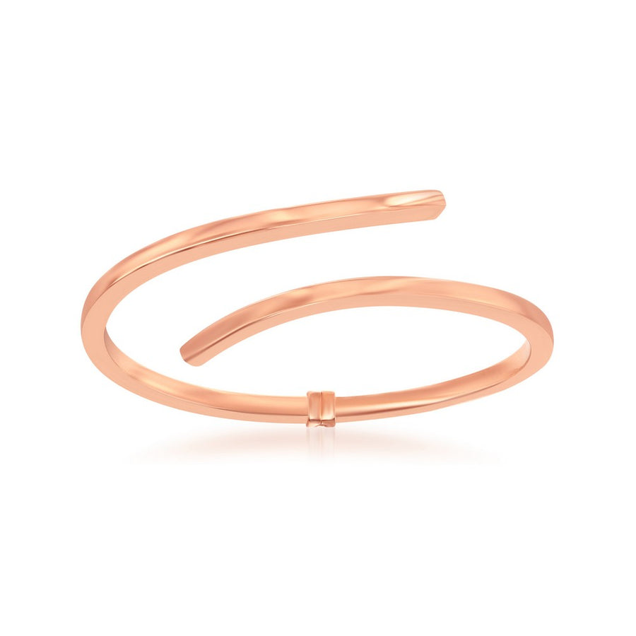 Sterling Silver Double Wave Design Bangle - Rose Gold Plated