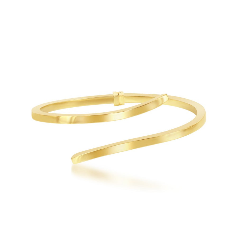 Sterling Silver Double Wave Design Bangle - Gold Plated