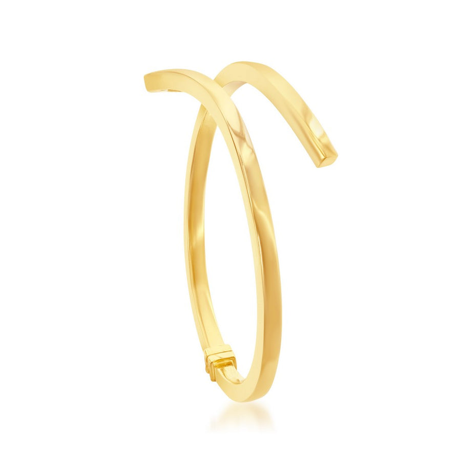 Sterling Silver Double Wave Design Bangle - Gold Plated