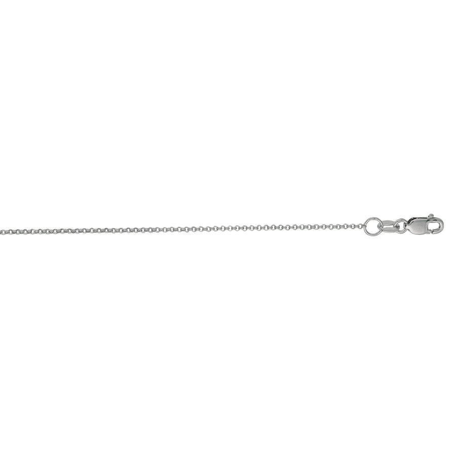 14kt 16 inches White Gold 1.1mm Diamond Cut Round Rolo Chain with Lobster Clasp