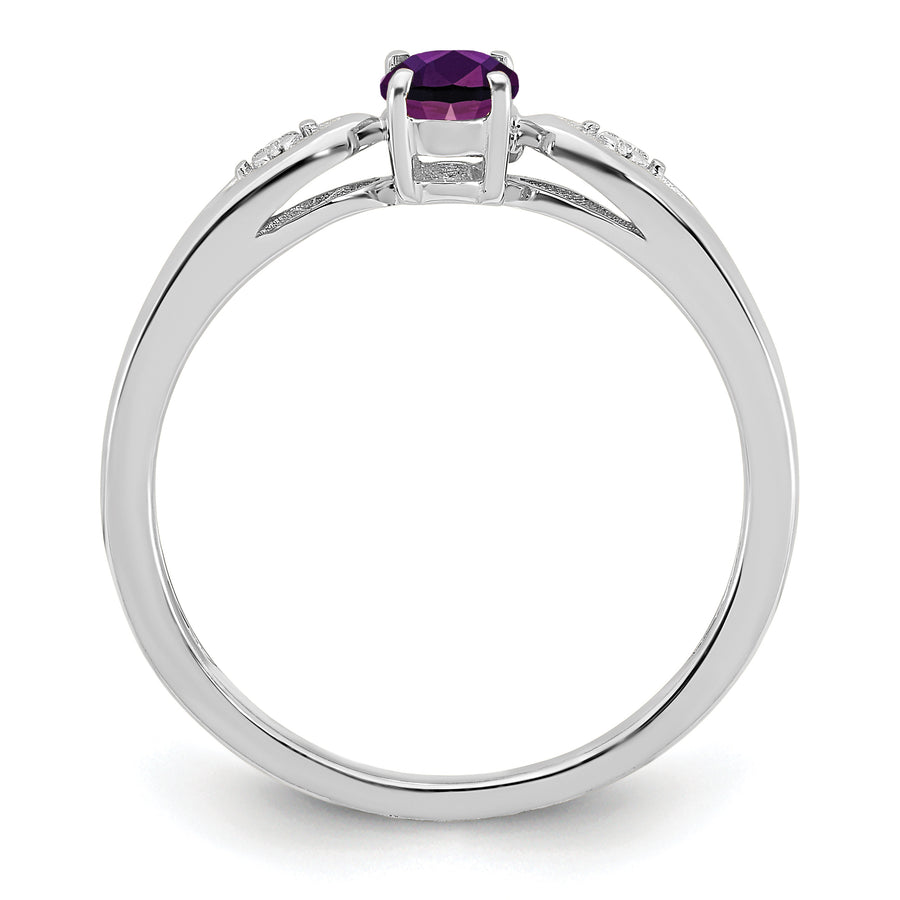 14k White Gold Amethyst and Diamond Ring