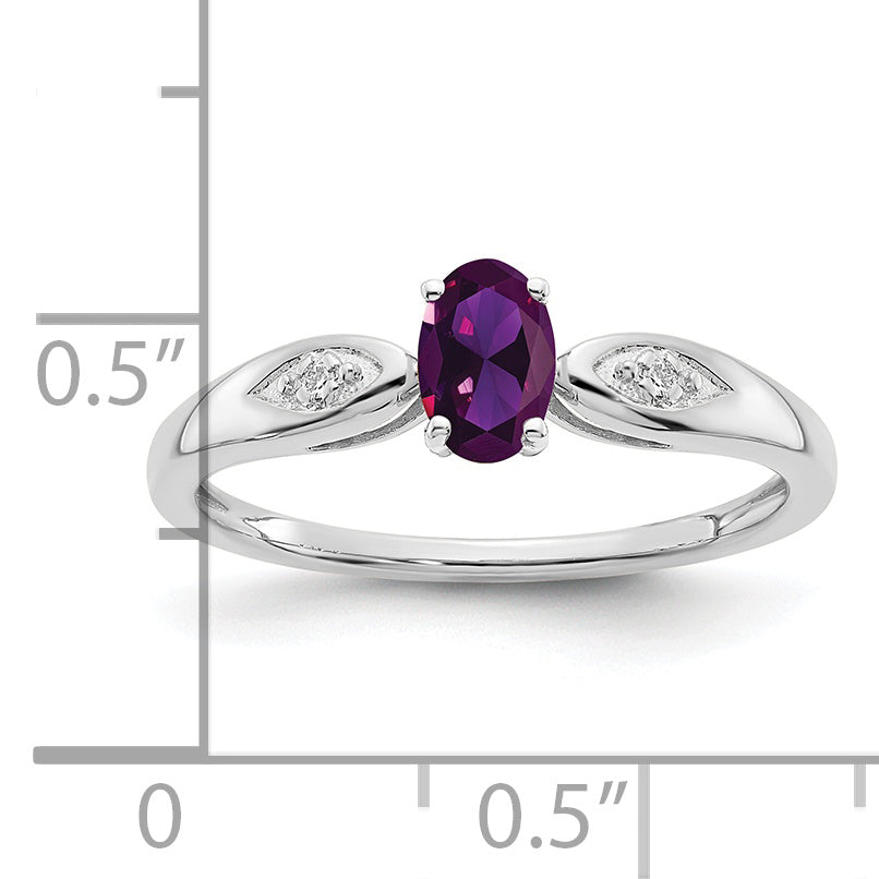 14k White Gold Amethyst and Diamond Ring