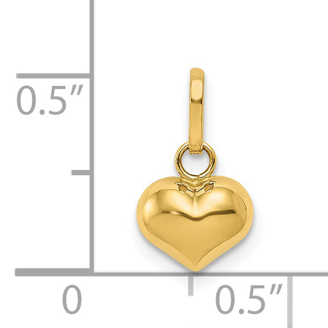 14K Polished 3-D Puffed Heart Charm