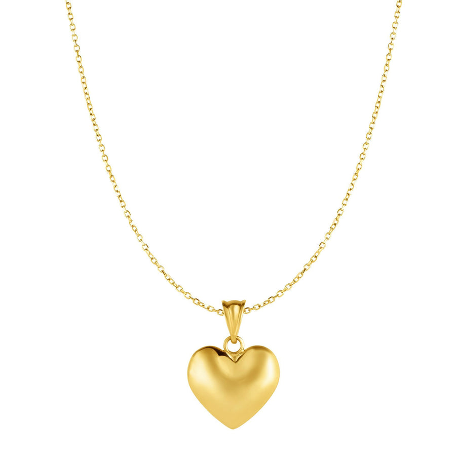 10kt Yellow Gold Shiny Heart Fancy Pendant on 10kt Gold 18 inches Yellow Finish 0.8mm Classic Diamond Cut Classic Cable Chain with Lobster Clasp